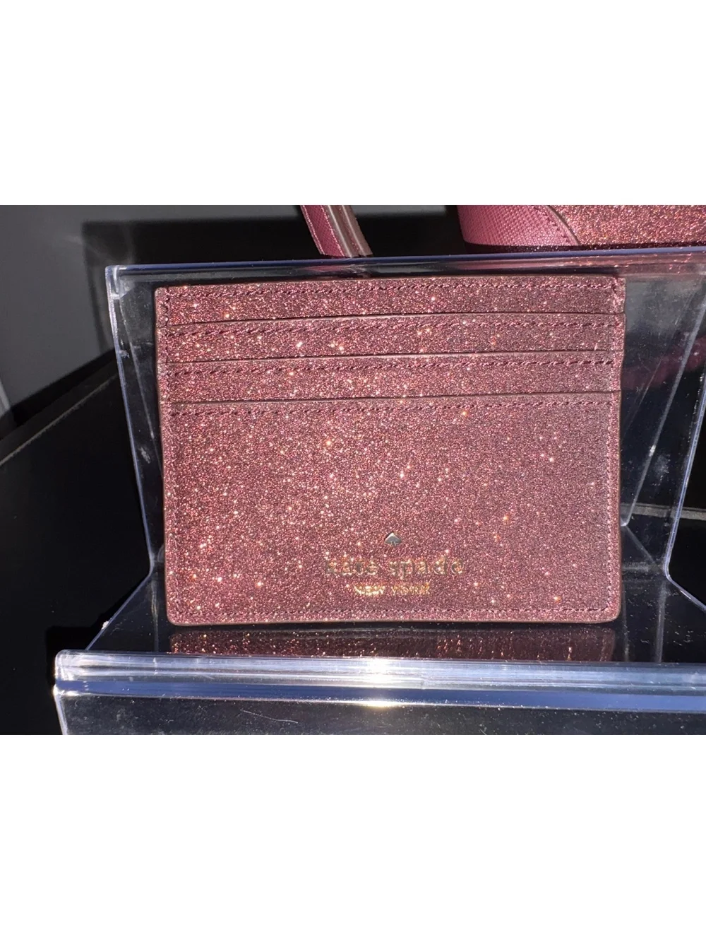 Kate Spade Shimmy Glitter Satchel Bag & Matching Card Holder
